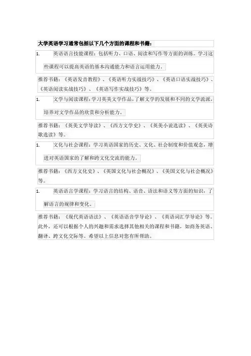 大学英语学习课程