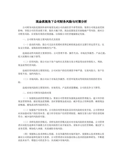 现金流视角下公司财务风险与对策分析