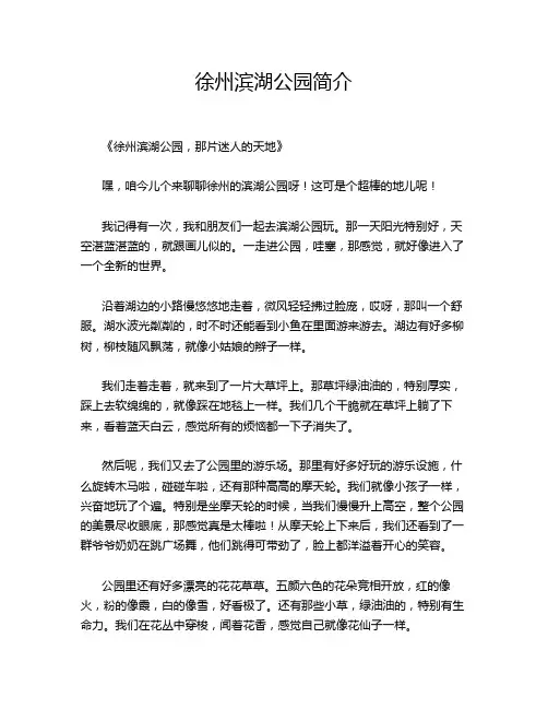 徐州滨湖公园简介