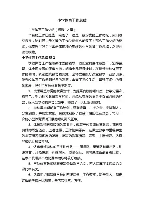 小学体育工作总结