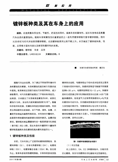 镀锌板种类及其在车身上的应用