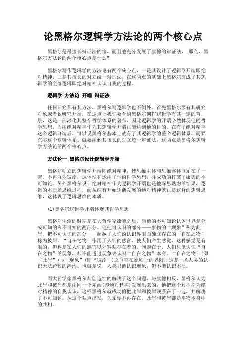 最新 论黑格尔逻辑学方法论的两个核心点-精品