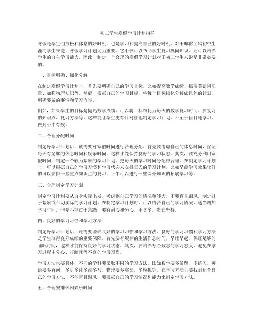 初三学生寒假学习计划指导