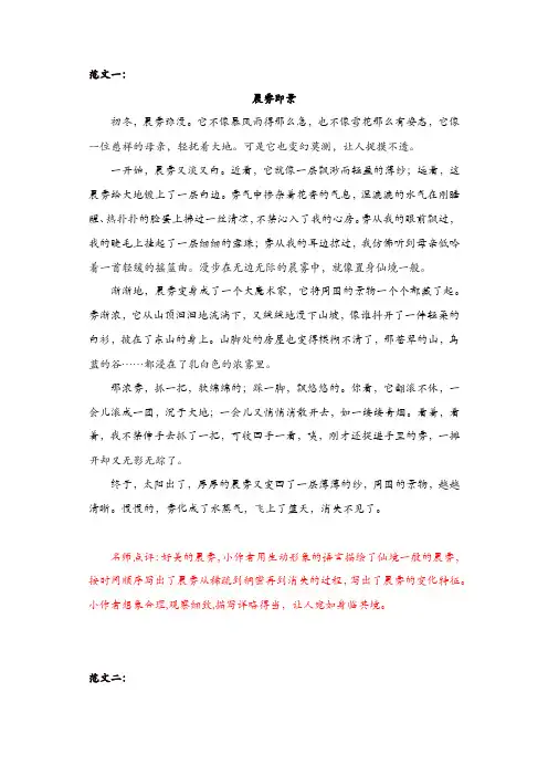 部编版语文五年级上册 单元习作范文 7第七单元   即景[精品]