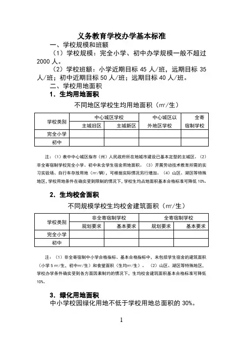 义务教育学校办学基本标准