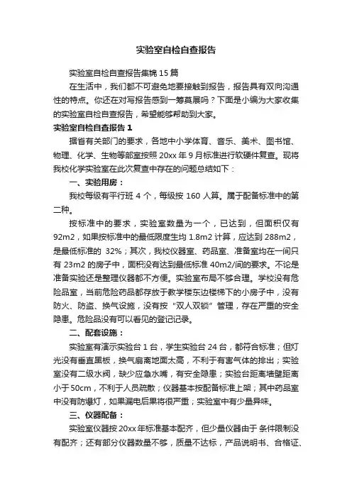 实验室自检自查报告集锦15篇