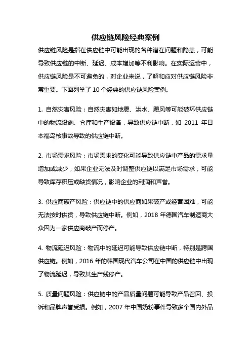 供应链风险经典案例