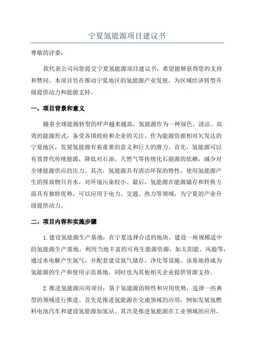 宁夏氢能源项目建议书