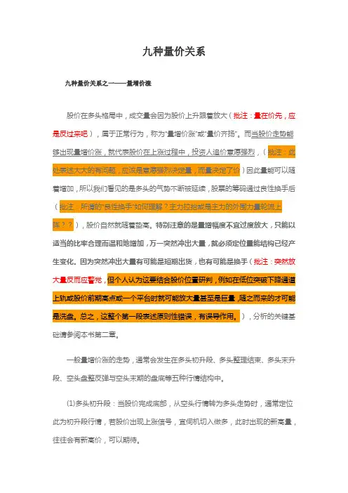 九种量价关系