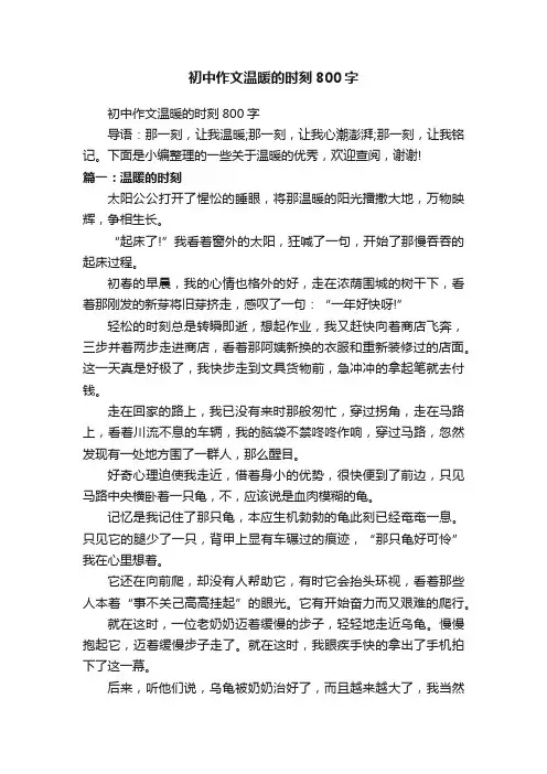 初中作文温暖的时刻800字
