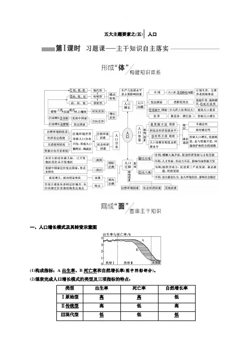 2019版高考地理通用版二轮复习讲义：第一部分_五大主题要素之(五)_人口 含答案解析