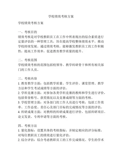 学校绩效考核方案
