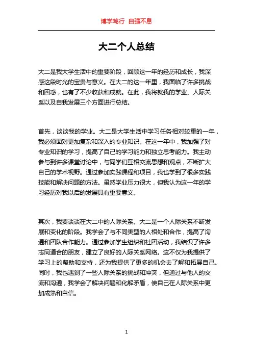 大二个人总结