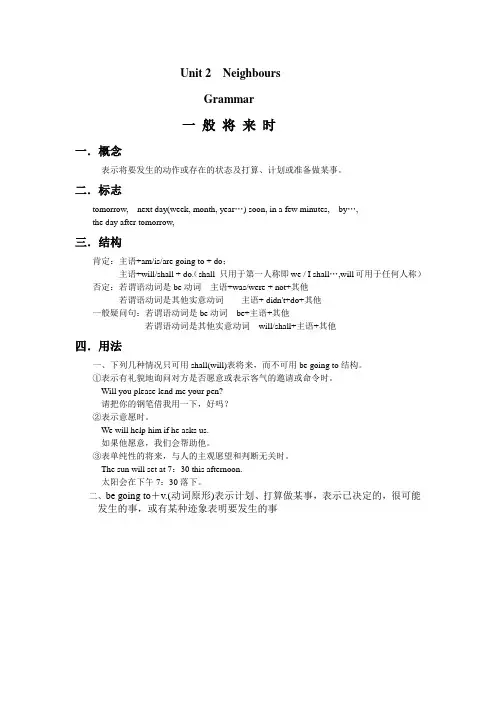 Unit 2  Neighbours 知识点大总结