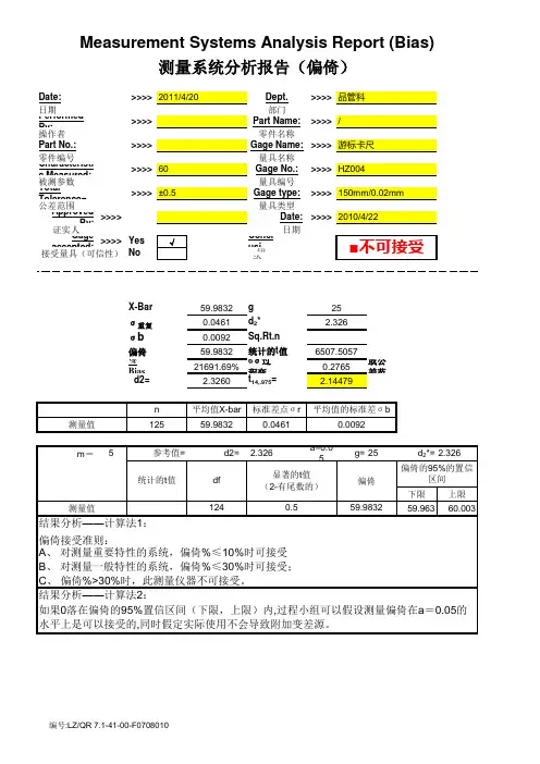 MSA测量系统分析(稳定性偏倚线性)