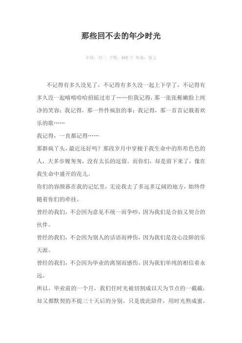 那些回不去的年少时光600字作文