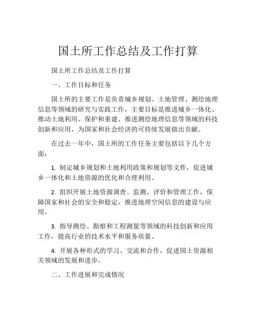 国土所工作总结及工作打算