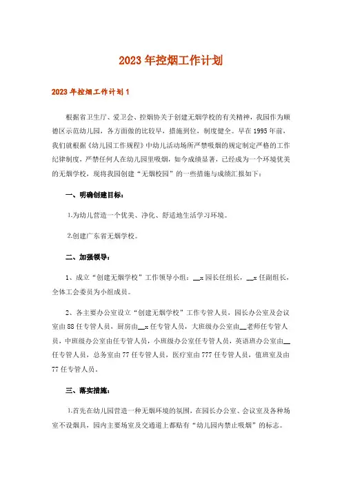 2023年控烟工作计划_2