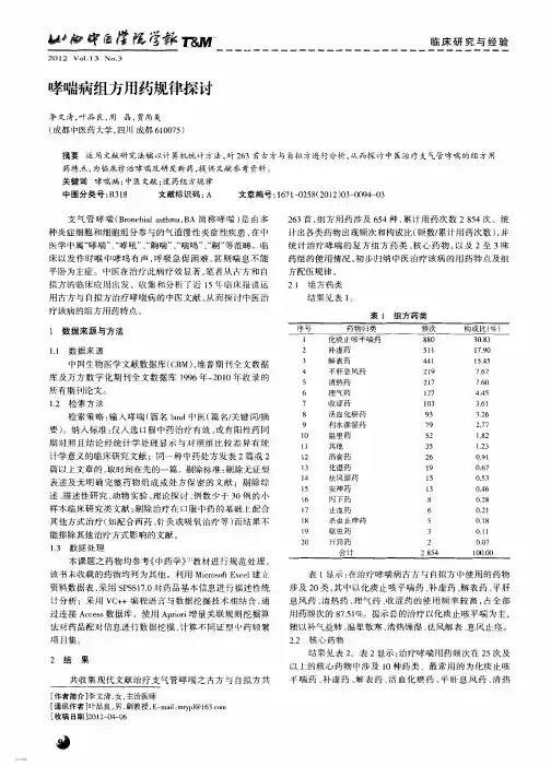 哮喘病组方用药规律探讨