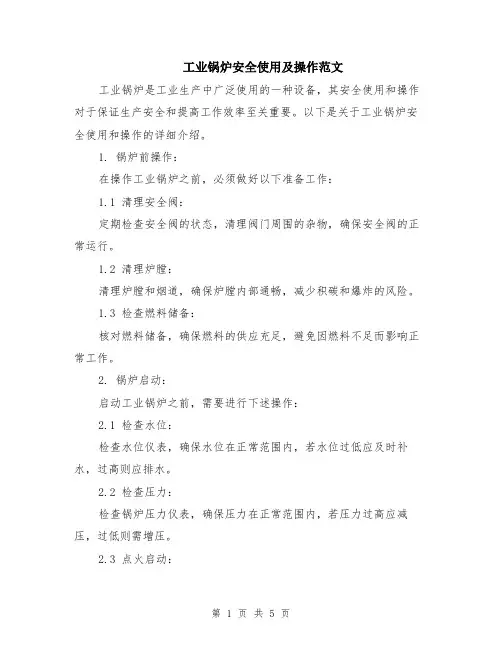 工业锅炉安全使用及操作范文（二篇）
