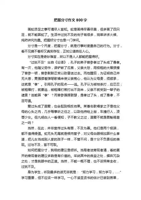 把握分寸作文800字