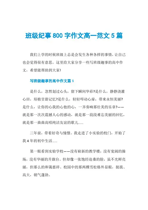 班级纪事800字作文高一范文5篇