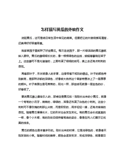 怎样描写黄瓜的外貌作文