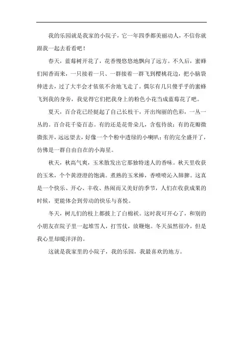 四年级作文我的乐园(我家的院子)