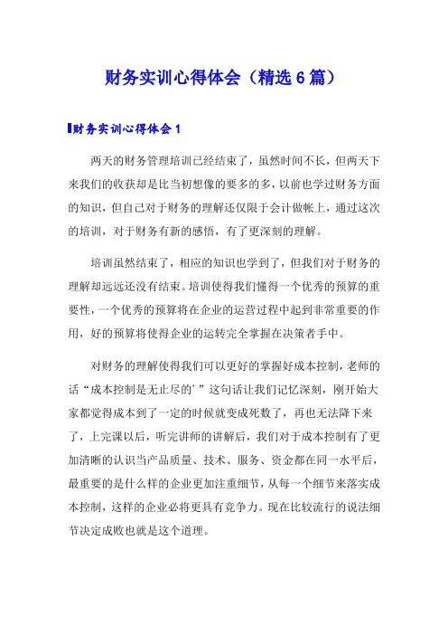 财务实训心得体会(精选6篇)