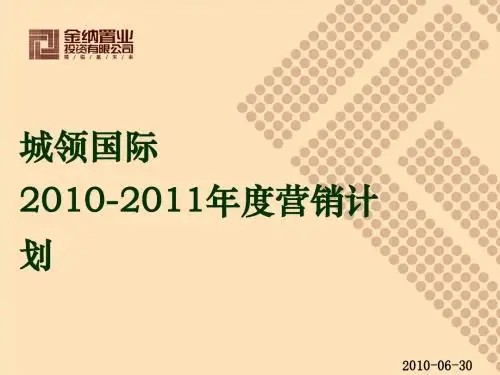 城领国际2010-2011年度营销计划