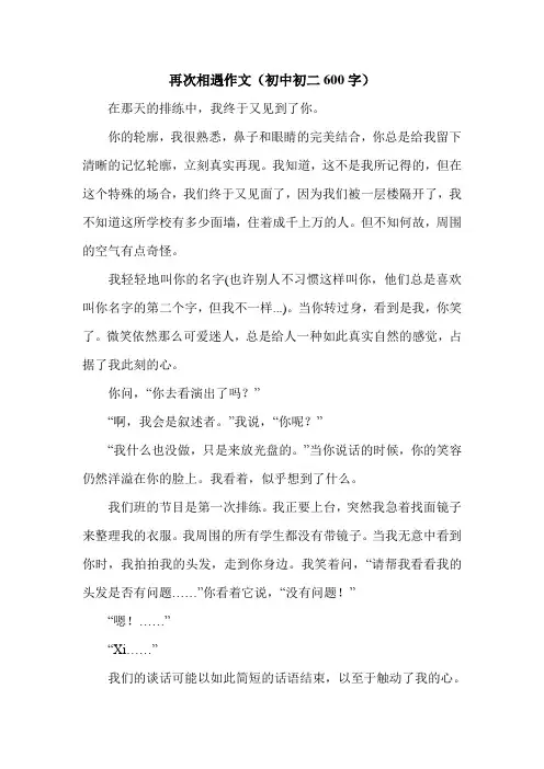 再次相遇作文(初中初二600字).doc