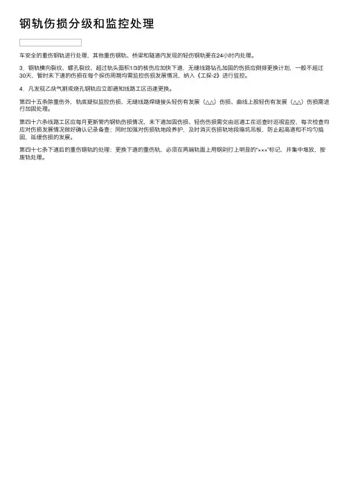 钢轨伤损分级和监控处理