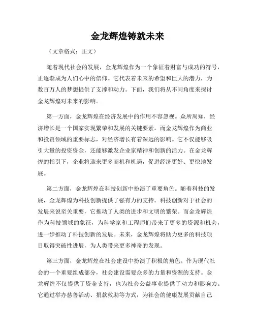 金龙辉煌铸就未来
