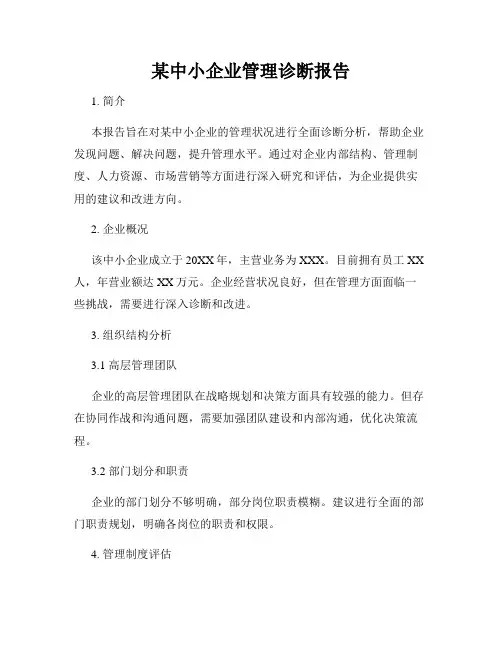 某中小企业管理诊断报告