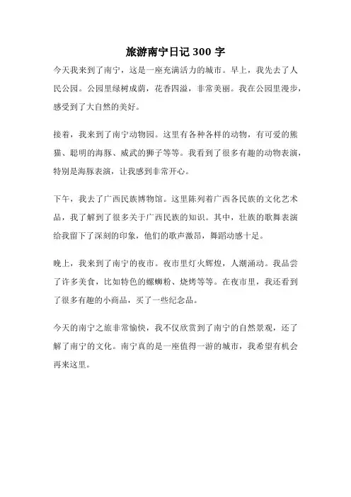 旅游南宁日记300字
