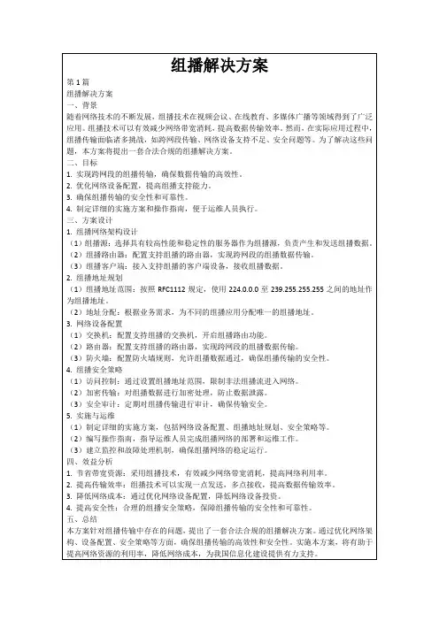 组播解决方案