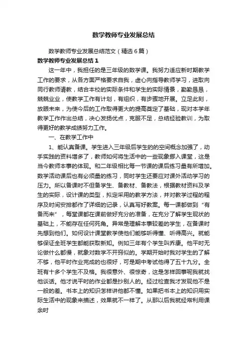 数学教师专业发展总结范文（精选6篇）