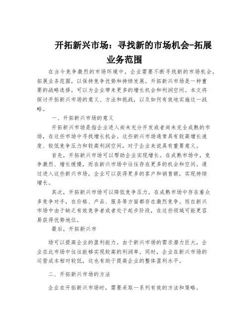 开拓新兴市场：寻找新的市场机会-拓展业务范围