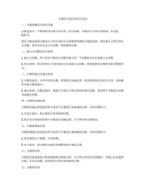 分数约分通分知识点总结