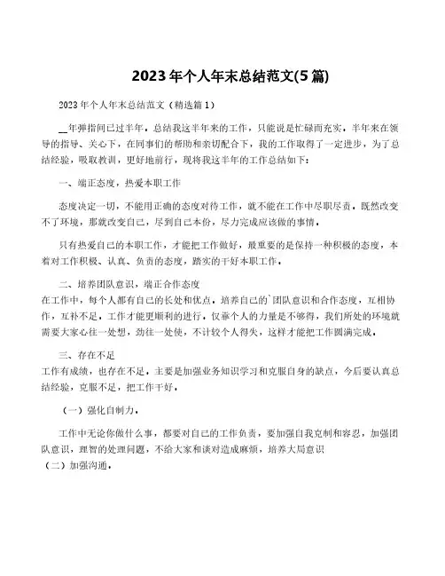 2023年个人年终总结范文(5篇)