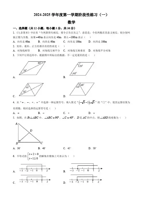 贵州省贵阳市乌当区部分校2024—-2025学年九年级上学期10月阶段性练习数学试题(含答案)