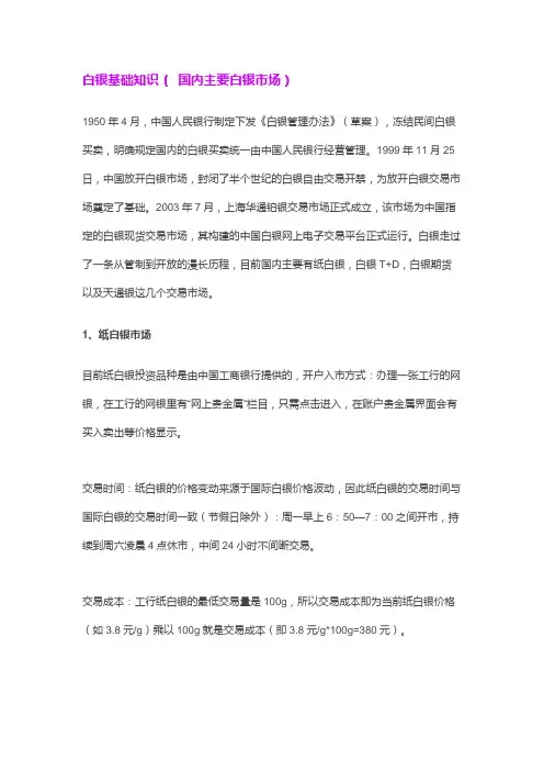 国内主要白银市场