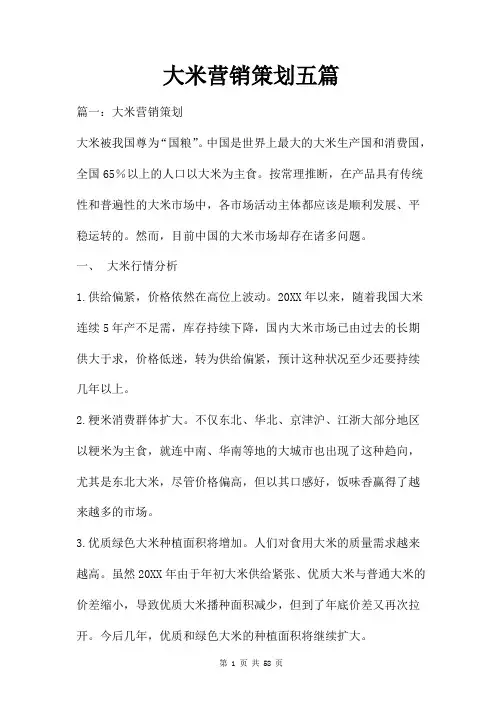 大米营销策划五篇