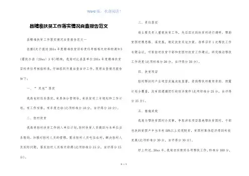 县精准扶贫工作落实情况自查报告范文