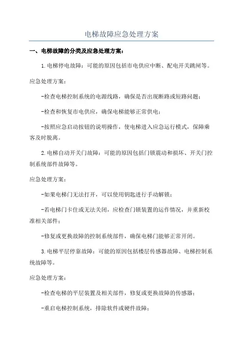 电梯故障应急处理方案