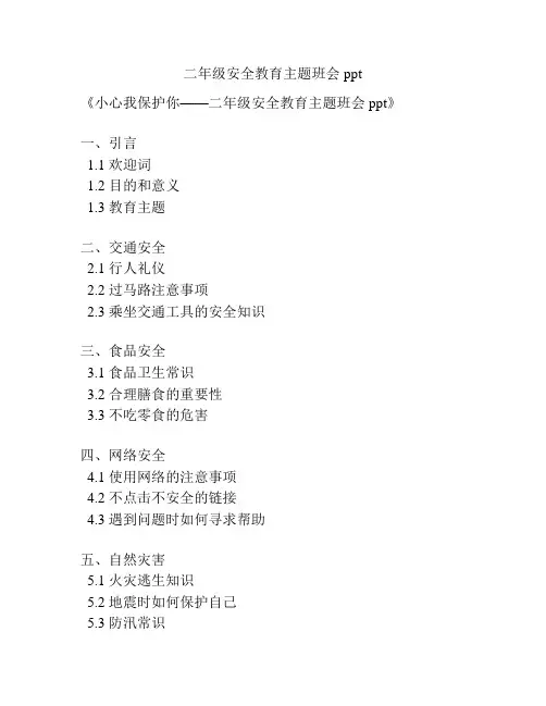 二年级安全教育主题班会ppt 2