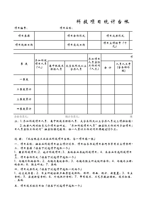 规模以上工业企业统计台账