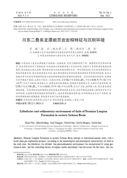 川东二叠系龙潭组页岩岩相特征与沉积环境