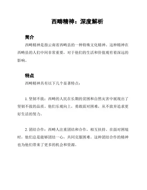 西畴精神：深度解析