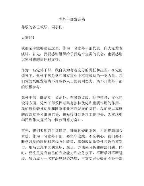 党外干部发言稿